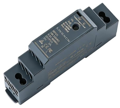 Ruvan Fuente De Alimentacion Carril DIN 5V DC 3A 15W, Transformador 5v, (entrada 200-240V AC 50/60Hz)