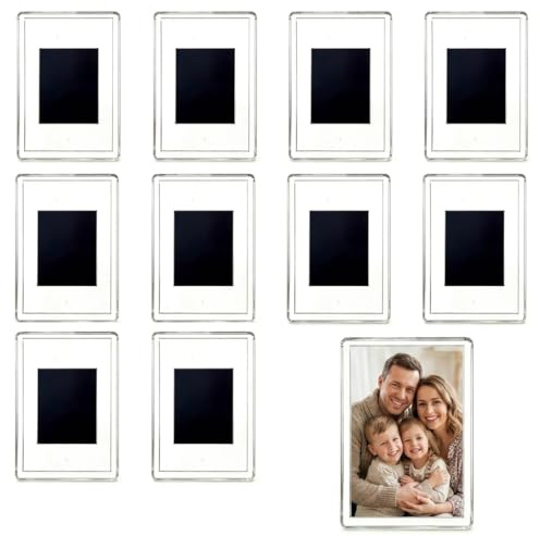 10 Pack Small Magnetic Picture Frames Blank Mini Photo Frame | Clear Acrylic Refrigerator Magnet Personalised Fridge Magnets Frames for Photos 7 x 4.5 cm Gift for Family Friends