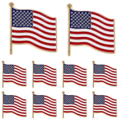 Mikovivi 10stk Anstecknadeln mit Amerikanischer Flagge, Zinklegierung US-Veteranen-Anstecknadeln Gedenktag 4. Juli Patriotische Brosche Geschenkidee für Rucksack Hut und Kleidung