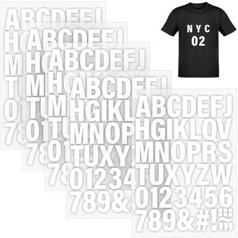 5 Fogli Lettere e Numeri termoadesivi per Abbigliamento, adesive per Tessuto, Toppe termoadesivi, Tessuti da Stirare, Lettere con Alfabeto A-Z e Numeri 0-9, Lettere in Vinile, Alfabeto per Tessuti