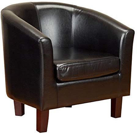 1home Bonded Leather Tub Chair Armchair for Dining Living Room Office Reception (Brown)