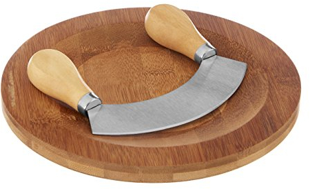 Premier Housewares 1103682 Herb Chopping Board with Mezzaluna Chopper - Bamboo,Brown