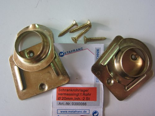 Metafranc Schrankrohrlager für Rohre ø 20 mm, vermessingt, 2 Stück, 390086