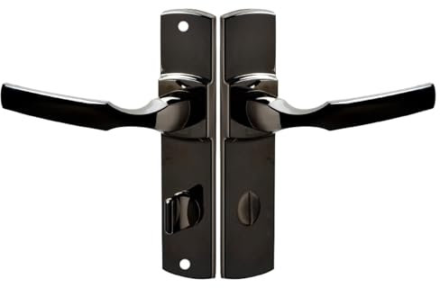 Vachette Ensemble de Poignée de Porte sur Plaque ARTIS - Version à Condamnation pour Porte de WC, Salle de Bain - Entraxe 195 mm - Matériau Zamak Résistant - Garantie 10 Ans - Finition Diamant Noir