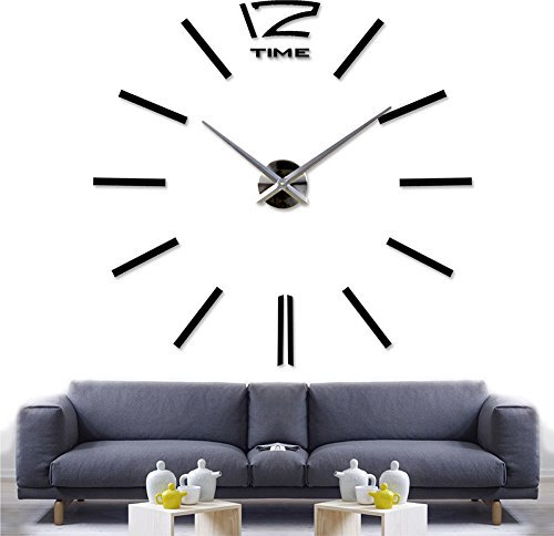 WALPLUS 3D Riesige Vinyl Uhr, Schwarz
