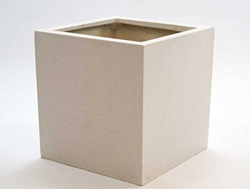 Elegant Einrichten Pflanzkübel, Blumenkübel Fiberglas quadratisch 80x80x80cm Perlmutt weiß.