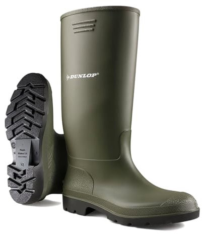 DUNLOP Unisex Wellingtons Boots Ladies Women Mens Wellies Fully Waterproof Snow Rain Muck Outdoor Mud Shoes Welly (Green, 6)