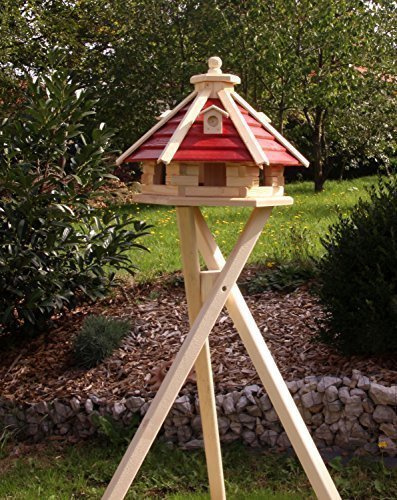 Vogelhaus Vogelhäuser aus Holz Typ 21 (rot, mit Ständer)