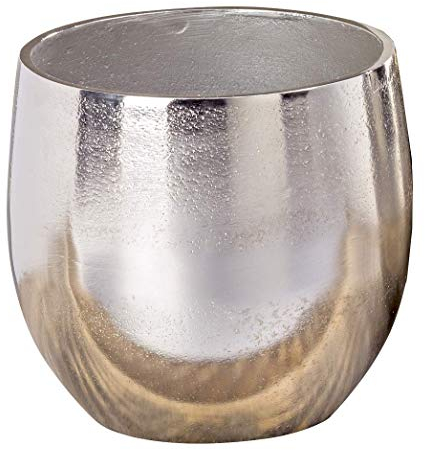Vase Flaire Übertopf Aluminium Silber Höhe 13-17 cm, Deko, Pflanze, Blumen, Haus, Wohnung (Höhe 13 cm)