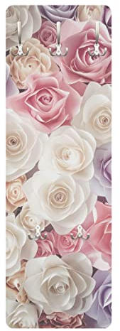 Bilderwelten Rosen Garderoben - Pastell Paper Art Rosen - Landhaus, Größe HxB:105cm x 34cm