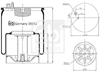 febi bilstein 39153 Luftfederbalg mit Stahlkolben , 1 Stück