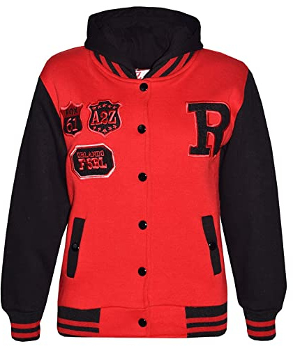 A2Z 4 Kids B.B Hooded Jacket R Fashion NYC/FOX Varsity - B.B Fox Red Black 7-8