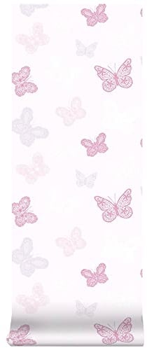 Superfresco Easy Papier peint à coller Motif papillons Rose/lilas et blanc