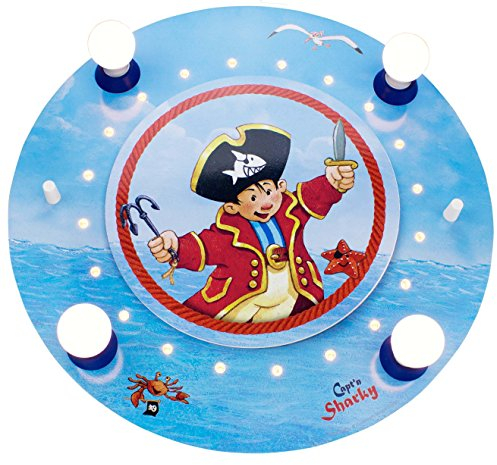 Elobra Kinderzimmerlampe Capt'n Sharky sticht in See, Deckenleuchte, Holz blau, 130834