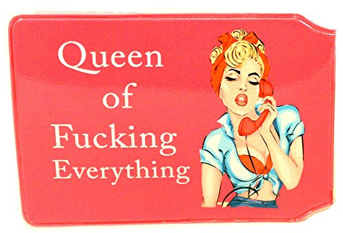 (80+ Designs) Bus Pass Wallet Credit Travel Rail Ticket Card Holder for Oyster Zip Business ID Card - Bifold - Party Bag Gift School Leaver (Queen of F***ing Everything)