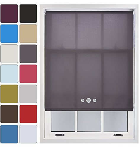 FURNISHED Custom Made to Measure Roller Blinds Cut to Size Daylight Blind for Windows & Doors with Triple Eyelets Dark Grey 90W x 210L cm