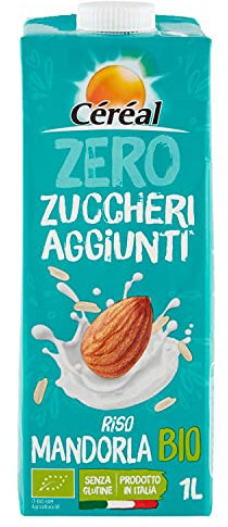 Céréal Riso e Mandorla Bio, Bevanda Vegetale con Latte di Riso e Latte di Mandorla, senza Zuccheri Aggiunti, 1 L