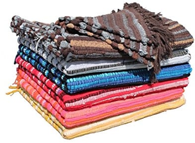 GMMH Fleckerlteppich Baumwolle Streifen Handweb Teppich Flickenteppich Fleckerl Handwebteppich (58 x 100 cm, gelb)