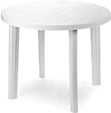 SIBrand Evergreen EG56329 Table en résine ronde, blanche, meuble d’extérieur, de jardin