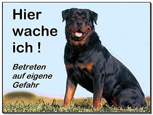Rottweiler-Schild-3 Größen-Aluminium Verbund-Hund-Tierschild-Hunde-Warnschild-Hinweisschild 3 (1451-3 -300 x 200 x 2 mm mit Löcher)