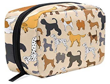 Trousse de Toilette de Voyage avec graines de Chien, Trousse de Toilette de Voyage pour Fille et Femme Jaune