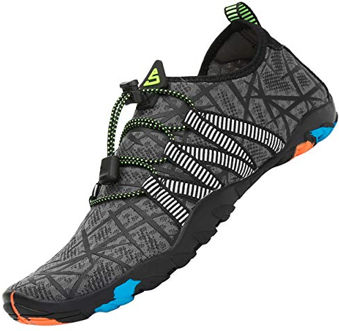 SAGUARO Badeschuhe Herren Wasserschuhe Damen Barfuss Schuhe Sport Schwimmschuhe Barfußschuhe Gegen Seeigel Aquaschuhe rutschfest Strandschuhe Leicht Neoprenschuhe Barfussschuhe Grau 1, Gr.45