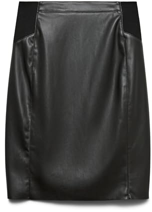 VERO MODA NOS Women's Vmbuttersia Hw Coated Skirt Noos Skirt, Black (Black Black), 8 (Manufacturer Size: X-Small)