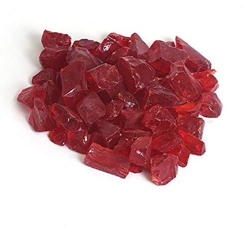 Reflektierender Feuerglas-Kies, mit hohem Glanz, Feuersteine, Feuerglas-Kieselsteine, Perlen für Feuerstelle, Aquarium, Garten, 1–2 cm, 540 g (rot)