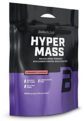 BioTechUSA Hyper Mass | Prise de masse avec mélange de glucides et de protéines | Créatine micronisée | Sans gluten, 6.8 kg, Fraise
