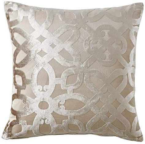 Catherine Lansfield Lattice Cut Velvet 43x43cm Cushion Cover Natural