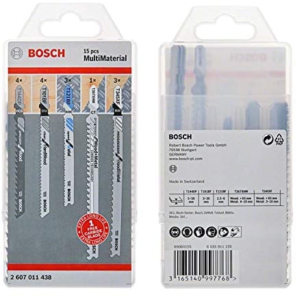 Bosch Professional 2607011438 15 Pezzi Set di Lame Alternativo, multimateriale, Accessori per seghetti alternati