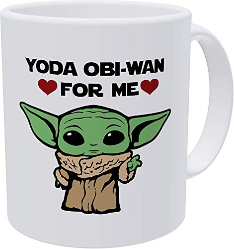 Willcallyou Tasse à café avec inscription « Baby Yoda Obi Wan For Me » pour mari, petit ami, épouse, petite amie, humoristique et cadeau de Saint-Valentin