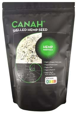 Canah® Hanfsamen geschälte 1 kg - Hoch an Protein, Ballaststoffen, Omega 3, Aminosäuren und Mineralien - vegane gesunde Omega 6 Snack-Quelle
