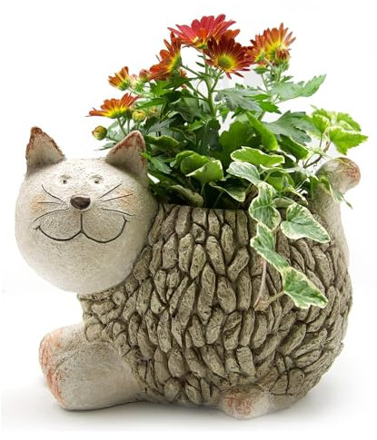 Purrfect Cat Gifts - Cat Mosaic Stone Effect Planter - Charming Weather-Resistant Cat Lover's Ornamental Decor - Indoor/Outdoor Mosaic Style - Ideal Cat Lover's Gift - Size (16x18x21cm)
