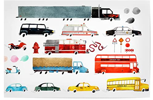 artboxONE Poster 30x20 cm Für Kinder Cars and Lorries hochwertiger Design Kunstdruck - Bild Autos bunt Cars