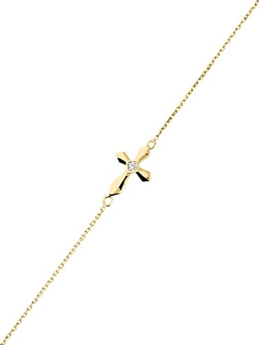 My Gold Kreuz Armband Armkette Echtes Gelbgold 375 Gold (9 Karat) Zirkonia Goldarmband 19cm Faith K-03553-G601-CZC