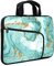 XMBFZ Laptop Sleeve for 14-15.6 Chromebook, Ultrabook & Notebook - Neoprene Case with Handle & Two Pockets (Green Marble)