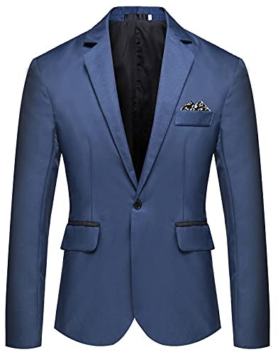 KONG JIMFAN Herren Anzugjacke Business Reverskragen Jacke Mit Taschen Freizeit Suits Hochzeit Party Cocktail Sportmantel Slim-Fit Für Party,Business