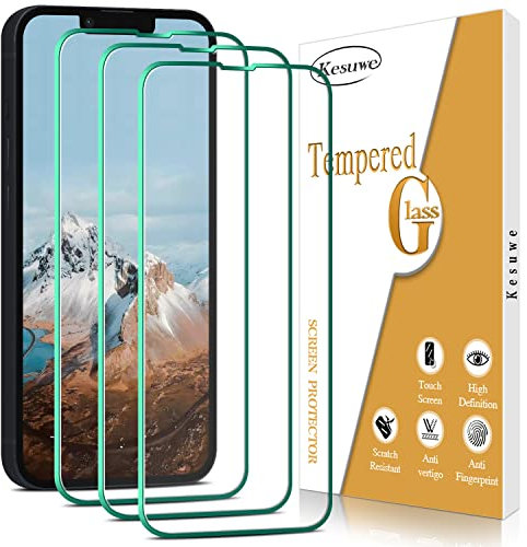 Kesuwe [3 Pack Screen Protector for iPhone 14 Tempered Glass, Anti Scratch, Anti Fingerprint, 9H Hardness, HD Clear, Easy Installation, Bubble Free, Case Friendly