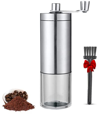 YooYuan Manual Coffee Grinder, Stainless Steel Hand Coffee Mill with Adjustable Settings for Coffee Bean, Rice & Grain, Portable for Traveling, Camping, Home and Office