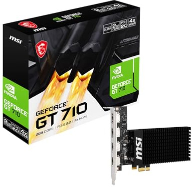 MSI Geforce GT 710 2GD3H 4HDMI pci_e Graphic Card - NVIDIA Geforce GT 710 GPU, GDDR3 2GB DDR3 64-Bit Memory, PCI Express Gen 2.0 X1 Interface, Upto 954 Mhz