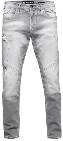 Rusty Neal Jeanshose Herren Jeans 'NISHO' Straight-Fit Stretch Streetwear Biker Jeans-Hose Destroyed Washed Biker-Pants 243