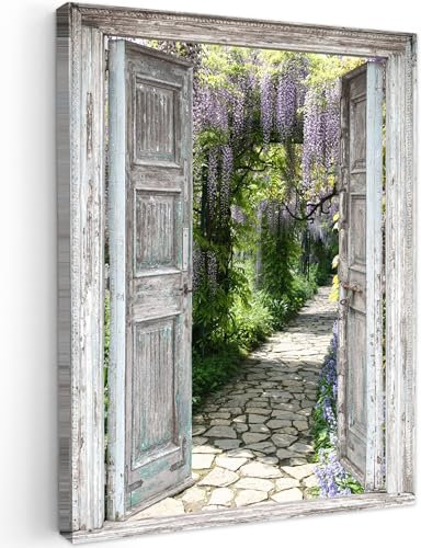 MuchoWow© Impression sur Toile Decoration Murale Peinture 50x70 cm Tableaux Decoratifs Muraux Décoration Chambre Vue transparente - Forêt - Pierres - Printemps