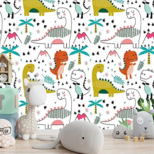 Papier Peint Photo Mural Dinosaure animal dessin animé Peinture Murale 3D Photo Poster Tableaux Muraux Salon Chambre Bureau Couloir Mural Décoration, 200 cm x 150 cm