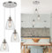 FORCOSO Industrial Glass Pendant Light, 3-Light Cone Shade, Brushed Nickel, Warm White, 1800 Lumen, 180W, Indoor, Kitchen, Bedroom, Living Room