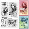 GLOBLELAND Retro Frau Grunge Hintergrund Transparente Stempel Für Kartenherstellung Vintage Dame Transparente Silikon Stempelsiegel Silikonstempel Für DIY Scrapbooking Fotoalbum
