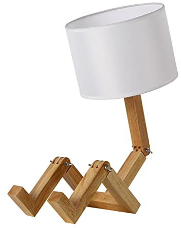 Sluffs Verstellbarer Zylindrischer Nachttisch aus Holz, Einfache Lampe, Minimale Nachttischlampe Für Arbeitszimmer, Lesen, Schlafzimmer, Wohnzimmer, Büro, Flure(Beige)