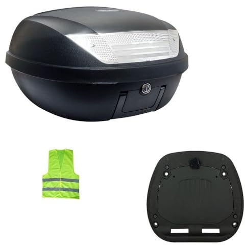 COMPATIBILE CON PIAGGIO BEVERLY 300 HPE BAULETTO 52 LITRI SIFAM COMPLETO DI PIASTRA+MANIGLIA+KIT MONTAGGIO VALIGIA BAULE PER PORTAPACCHI MOTO SCOOTER PER 2 CASCHI NERO OPACO