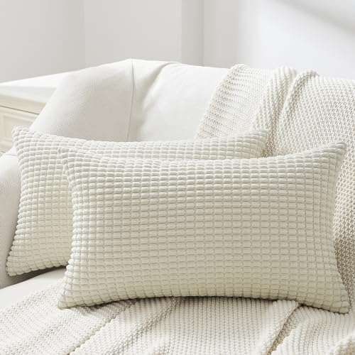 Topfinel Kissenbezug 30x50 Creme Kordsamt 2er Set Maiskorn Muster Kissenbezüge Kissenhülle Dekokissen Sofakissen Nackenkissen Kopfkissen Couchkissen Dekokissen Zierkissenbezug