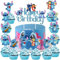 25 StüCk Stitch Tortendeko, Stitch Tortenaufleger, Lilo Und Stitch Geburtstag Deko, Stitch Party Geburtstag Kinder Happy Birthday Tortendeko Stitch Kuchen Deko (Blau)